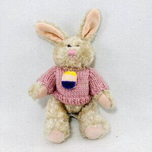 Vtg Chrisha Playful Plush Easter Rabbit Bunny Toy Egg Sweater Spring Summer Fall